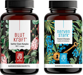 NATURTREU Blutkraft-Nervenstark-Paket mit B-Komplex Kapseln vegan ohne Zusatzstoffe – Bild 1 von 1