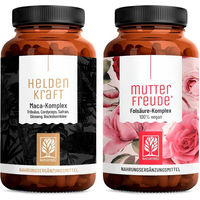 Produktbild von NATURTREU Familienwunsch-Paket Mutterfreude und Heldenkraft Kräuter-Komplex Kapseln vegan ohne Zusatzstoffe für Frauen und Männer