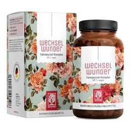 NATURTREU Kombipräparat Kapseln mit 500 mg Yamswurzel, 340 mg Rotklee, Baldrian und Eisen, vegan und ohne Zusatzstoffe – Bild 1 von 4