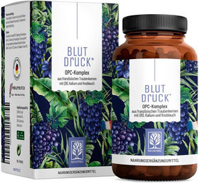 NATURTREU OPC Traubenkernextrakt Komplex mit Q10, Kalium und schwarzem Knoblauch, vegane Kapseln, ohne Zusatzstoffe – Bild 1 von 2