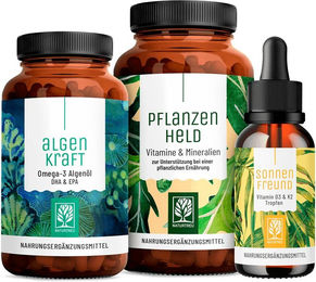 NATURTREU® Pflanzliche Ernährung Paket Algenkraft, Pflanzenheld und Sonnenfreund vegan in Kapseln ohne Zusatzstoffe – Bild 1 von 1