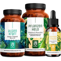 Produktbild von NATURTREU® Pflanzliche Ernährung Paket Algenkraft, Pflanzenheld und Sonnenfreund vegan in Kapseln ohne Zusatzstoffe