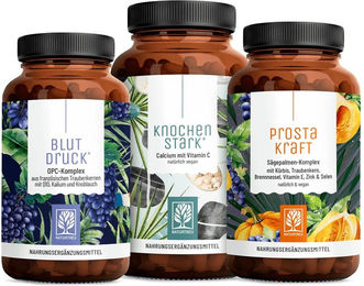 NATURTREU Sparpaket Prostakraft Knochenstark und Blutdruck Vegan Kapseln ohne Zusatzstoffe – Bild 1 von 1