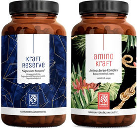 NATURTREU Sport-Paket KRAFTRESERVE und AMINOKRAFT mit EAA Kapseln vegan und ohne Zusatzstoffe für Sportler – Bild 1 von 1