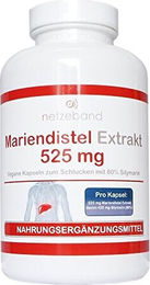 Netzeband Mariendistel Extrakt 525 mg mit 80% Silymarin 200 vegetarische Kapseln vegan ohne Zusatzstoffe – Bild 1 von 1