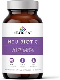 Neutrient Neu Biotic Probiotikum mit 20 verschiedenen Stämmen und 20 Milliarden KBE, 60 Kapseln, vegan und glutenfrei – Bild 1 von 2