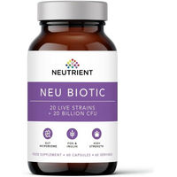 Produktbild von Neutrient Neu Biotic Probiotikum mit 20 verschiedenen Stämmen und 20 Milliarden KBE, 60 Kapseln, vegan und glutenfrei