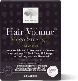New Nordic Hair Volume Mega Strength Zink Biotin Selen mit Kräuter-Komplex Tabletten 60 Stück – Bild 1 von 2