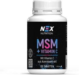 NEX MSM + Vitamin C Tabletten mit natürlichem Vitamin C für Sportler, 120 Stück – Bild 1 von 4