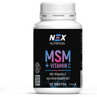 Produktbild von NEX MSM + Vitamin C Tabletten mit natürlichem Vitamin C für Sportler, 120 Stück