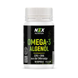 NEX Nutrition Omega-3 Algenöl mit 300 mg DHA und 100 mg EPA, 90 vegane Kapseln, hochdosiert – Bild 1 von 5