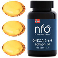 Produktbild von NFO Omega 3 6 9 Lachsöl Kapseln glutenfrei für Erwachsene, Schwangere und Stillende, 120 Kapseln