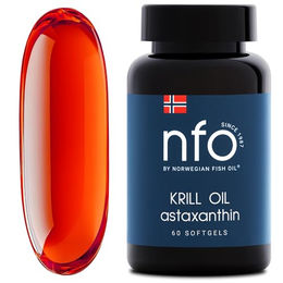 NFO Omega 3 Krillöl und Fischöl Kapseln mit Astaxanthin, hochdosiert, 60 Kapseln, glutenfrei – Bild 1 von 8