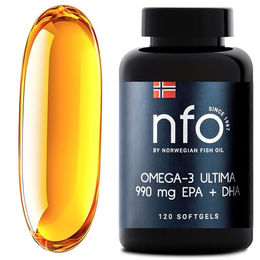 NFO Omega 3 Ultima Fischöl Kapseln mit EPA und DHA für Erwachsene und Sportler 120 Kapseln – Bild 1 von 8