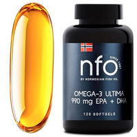 Produktbild von NFO Omega 3 Ultima Fischöl Kapseln mit EPA und DHA für Erwachsene und Sportler 120 Kapseln