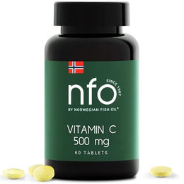 NFO Vitamin C 500 mg mit Hagebutte und Ascorbinsäure Lutschtabletten Vegan 60 Stück – Bild 1 von 5