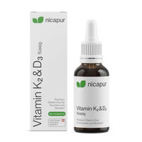 Produktbild von NICAPUR Vitamin K2 D3 Tropfen hochdosiert mit 2000 I.E. Vitamin D3 und MK-7 K2, vegetarisch und laktosefrei, 810 Tropfen