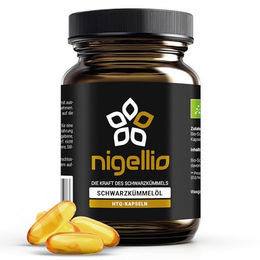Nigellio Bio Schwarzkümmelöl Kapseln, 60 Stück, vegan und ohne Zusatzstoffe – Bild 1 von 3