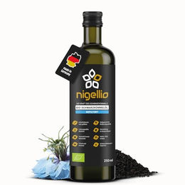 Nigellio Schwarzkümmelöl Bio kaltgepresst 250 ml vegan gluten- und laktosefrei – Bild 1 von 4