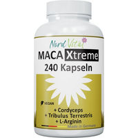 Produktbild von Nord Vital Maca Kapseln mit Ginseng, Cordyceps, L-Arginin und Tribulus Terrestris vegan und zuckerfrei