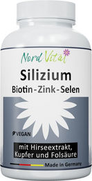 Nord Vital Silizium mit Bambus-Extrakt, Hirse-Extrakt, Biotin, Zink, Selen und Kupfer vegane Kapseln 120 Stück – Bild 1 von 2