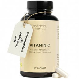 Nordic Oil Vitamin C gepuffert mit 1200 mg Calciumascorbat 120 vegane Kapseln zuckerfrei und ohne Zusatzstoffe – Bild 1 von 4