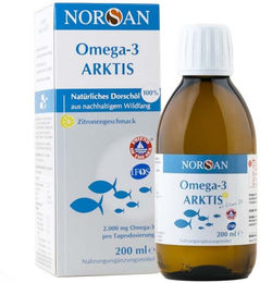 NORSAN Omega-3 Arktis Fischöl mit Vitamin D3 Zitrone flüssig 200 ml – Bild 1 von 3