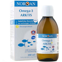 Produktbild von NORSAN Omega-3 Arktis Fischöl mit Vitamin D3 Zitrone flüssig 200 ml