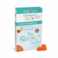 Produktbild von Norsan Omega-3 Fisk Jelly Lutschtabletten für Kinder, zuckerfrei und ohne Zusatzstoffe, 120 Stück