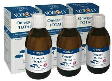 NORSAN Omega-3 Total Fischöl in flüssiger Form, Bio, ohne Zusatzstoffe, 3 x 200 ml – Bild 1 von 1