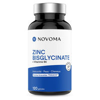 Produktbild von Novoma Zink Bisglycinat 15 mg mit Vitamin B6, 120 Kapseln, vegan und glutenfrei