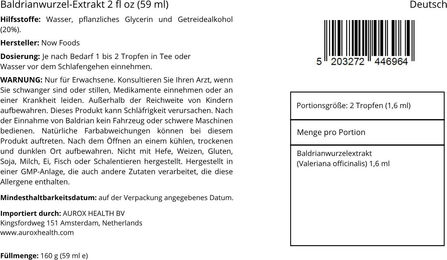 Now Foods Baldrianwurzel-Extrakt Flüssig 59 ml – Bild 1 von 2