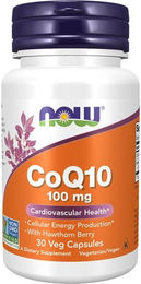 Now Foods Coenzym Q10 Ubiquinon 100 mg mit Weißdornbeere vegan 30 Kapseln – Bild 1 von 2