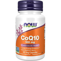 Produktbild von Now Foods Coenzym Q10 Ubiquinon 100 mg mit Weißdornbeere vegan 30 Kapseln