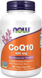 NOW FOODS CoQ10 mit Weißdornbeeren Ubiquinon vegetarische Kapseln 100 mg 180 Kapseln – Bild 1 von 1