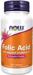 Now Foods Folsäure 800 mcg vegane Tabletten 250 Stück – Bild 1 von 2