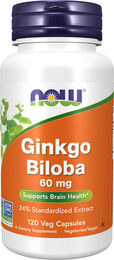 Now Foods Ginkgo Biloba 24% standardisierter Extrakt 60 mg vegane Kapseln 120 Stück – Bild 1 von 2