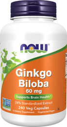 Now Foods Ginkgo Biloba Extrakt 24% 60 mg vegetarische Kapseln 240 Stück vegan – Bild 1 von 1