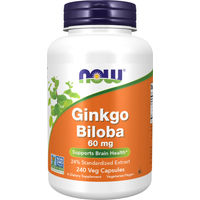 Produktbild von Now Foods Ginkgo Biloba Extrakt 24% 60 mg vegetarische Kapseln 240 Stück vegan