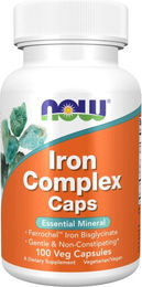 NOW Foods Iron Complex mit Bisglycinat vegan 100 Kapseln – Bild 1 von 2
