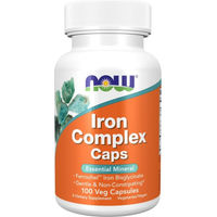 Produktbild von NOW Foods Iron Complex mit Bisglycinat vegan 100 Kapseln