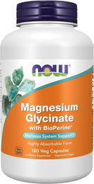 NOW Foods Magnesium Bisglycinat mit Bioperine vegan Kapseln 180 Stück – Bild 1 von 1