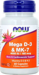 Now Foods Mega D3 & K2 MK-7 Vitamin D3 und Vitamin K2 Kapseln vegetarisch 60 Kapseln – Bild 1 von 1