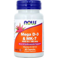Produktbild von Now Foods Mega D3 & K2 MK-7 Vitamin D3 und Vitamin K2 Kapseln vegetarisch 60 Kapseln