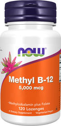 NOW Foods Methyl B12 5000 mcg mit Folsäure Quatrefolic Lutschtabletten – Bild 1 von 2