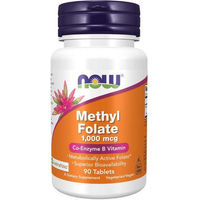 Produktbild von Now Foods Methylfolat 1000 mcg Folsäure Tabletten 90 Stück für Schwangere und Stillende