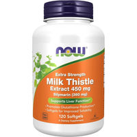Produktbild von Now Foods Milk Thistle Extract Silymarin 450 mg Weichkapseln vegan glutenfrei 120 Stück