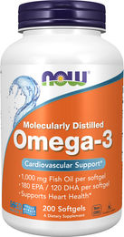 Now Foods Omega-3 Kapseln mit 180 mg EPA und 120 mg DHA 200 Kapseln – Bild 1 von 1