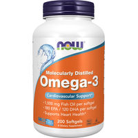 Produktbild von Now Foods Omega-3 Kapseln mit 180 mg EPA und 120 mg DHA 200 Kapseln