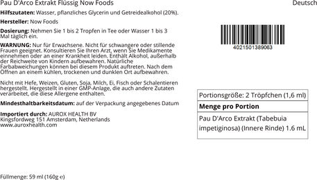 Now Foods Pau D'Arco Extrakt 59 ml Flüssig vegetarisch – Bild 1 von 2